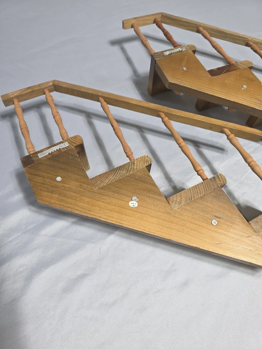 Vintage Wooden Staircase Wall Hangings Set of 2 Miniature Steps